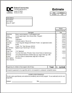 remodeling estimate forms