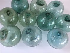 Vintage Japanese Glass Fishing Floats Lot of 5 FREE SHIPPING 2/" Netted