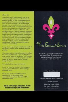 this is a card for a new start up business a personal concierge personal concierge flyers
