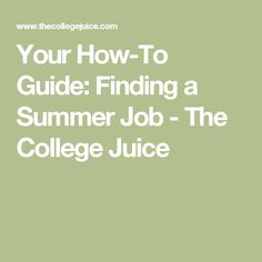 how to find a summer job