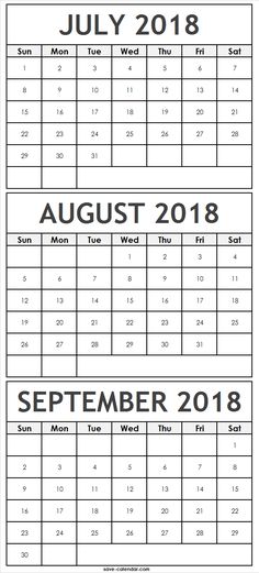 Six Month Calendar July to December 2018 2018 Calendar Pinterest