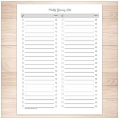 simple shopping list template