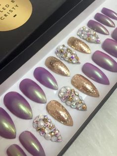 600 Blank Stiletto Nails 25 Sets Of Pointy Nail Glue Bling Nails Press On Swarovski Crystals Gold Glitter Ps Tip