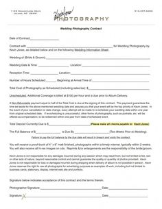 basic wedding photography contracts photography contract template wedding photography contract form