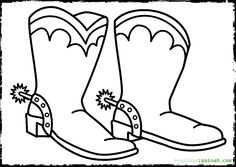 coloring page cowboy boots spurs ginormasource kids work