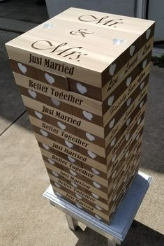 Giant jenga wedding guest book