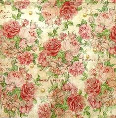 3 Servietten Belle Fleurs de Paris Shabby Rosen Napkin