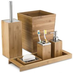 Bathroom Decorating Ideas Decor Interior Design Natural Wood 6 Piece Bath Accessory Collection Honey