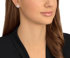 Brief Pierced Earrings Gray Rose Gold Plating Swarovski Angelic Pierced Earrings From Swarovski