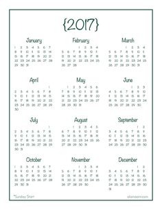 2018 dated yearly calendar printables are here printables