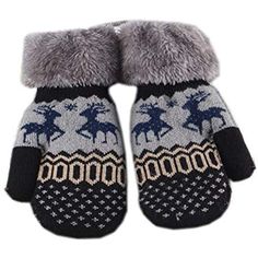 Enfant Gar/çon Fille Moufles Motif Lapin Mignon Dessin Anim/é Et Moufles Enfant Hiver /Épaissir Chaud Gants Moufles Ski Jouer Neige Pour Enfants Doublure Polaire Avec Corde