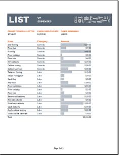 construction cost sheet template