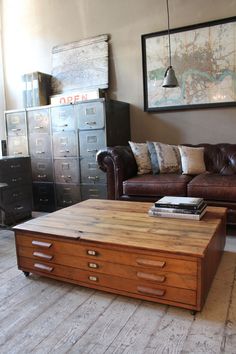 88 Best Office Supplies Images On Pinterest Beautiful Coffee Table Architect Chest Of Drawers With An Cabinet And Lovely Chesterfield Sofa Such A Great Vintage Character In This Room