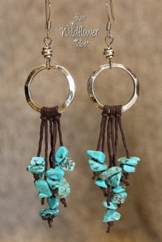 Bohemian Copper Jewelry Handmade Long Large Hammered Copper Earrings Handmade Long Dangle Earrings Hammered Earrings Blue Green Leaf
