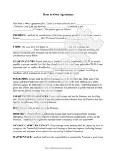 rent to own contract templates