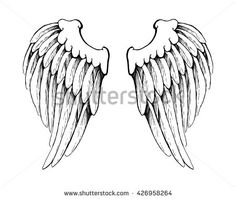 Vector Illustration Hand Drawn Rustic Wings Boho Style Vector Illustration Hand Drawn Rustic Wings Boho Style