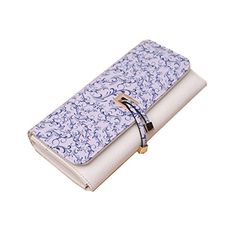 Women LeatherCute Unicorns Pink Background Wallet Large Capacity Zipper Travel Wristlet Bags Clutch Cellphone Bag