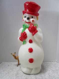 New Old Stock Vintage Christmas 25 White Gingerbread Snowman w Derby Hat Blow Mold Signed Don Featherstone Comes w Light Cord No Damage