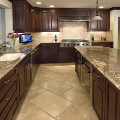 Farmhouse Provençal Tomette Terra Cotta Tile Flooring Size 7 Tan Kitchen Floor Tile Dark Cabinets With Design Ideas Pictures Remodel