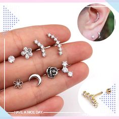 Lindo barras labret Corazón Cartílago Pendiente Piercing estrella luna dorado Stud Labios Barra