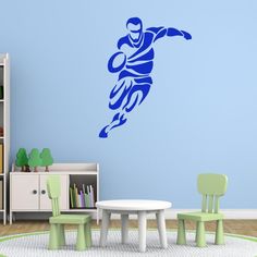 Grand upto 6ft joueur de rugby Chambre Mur Art Mural Transfert Autocollant Vinyle Autocollant