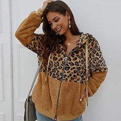 Romantc Womens Leopard Long Sleeve Lapel Open Front Floral Print Outwear Coat