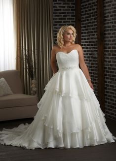 Wedding Dress For Plus Size Adorable My Dream Modern Organza Ballgown Style Strapless Liques Ruffles And Beaded Chapel Trian Plus Size Wedding Dress