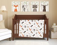 Baby Blanket With Name Woodland Crib Bedding Jersey Knit Summer Fox Bear Bunny Moose Animal