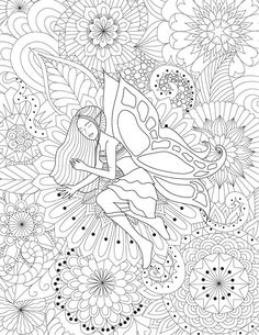 Hand Drawn Fairy On Flowers
