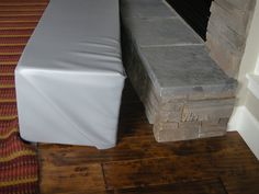 Baby-proof the fireplace hearth with a padded bench! | FUTURE home | Pinterest | Hearths Bench and Babies