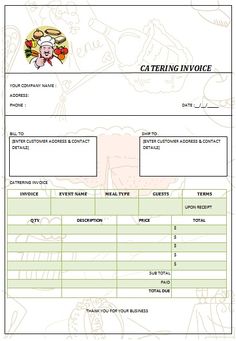 30 best catering invoice templates images on pinterest invoice