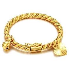 812 Best Kids Gold Jewellery Images On Pinterest In 2018 Joyas De Prime Leader Fashion Jewelry Gold Plated Children S Bangle Birthday Gift Roll Rope Pattern With Heart And Bell Pendant Cuff Bracelets Inch Perimeter