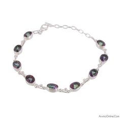 925 Sterling Silver Handmade Gemstone turc Zircon Dames Bracelet