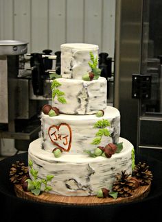 Birch Bark Wedding Cake Great For Northern Minnesota And Wisconsin Birch Bark Wedding Cake Adorable
