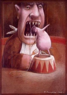 these paintings of animals are bold and beautiful but when we looked satirical works