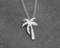 ROUND DISC WHITE CERAMIC ROSE GOLD ON STERLING SILVER HAWAIIAN PALM TREE PENDANT