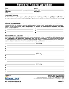 resume building worksheets