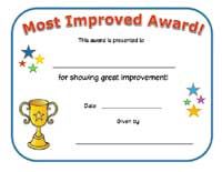 most improved certificate template free