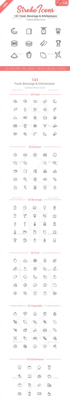 the most popular food icon ideas are on pinterest food icons 141 food drink kitchen stroke icons photoshop psd vector eat