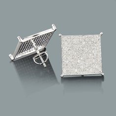 46 Best Diamond Studs Images On Pinterest Earrings Real Hip Hop Jewelry These Silver Diamond Earrings Showcase 1 76 Carats Of Genuine Diamonds And