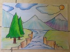 beginners mountain landscape drawing with oil pastel youtube oil