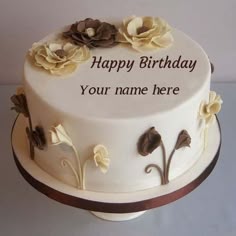 write name on best chocolate birthday cake for friend happy