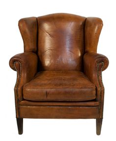 a library needs a dark leather wing back chair library
