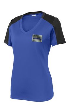 Smooffly Womens Support The Police Thin Blue Line American Flag Cotton Comfortable Short Sleeves T-Shirt