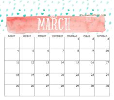 march calendar printable 2018