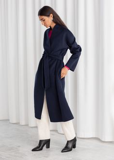 Gocgt Women Skater Wrap Wool Lapel Trench Pea Coat Long Overcoat with Belt Gocgt Women Skater Wrap Wool Lapel Trench Pea Coat Long Overcoat with Belt