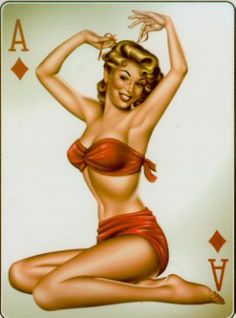 ACE of CLUBS 1950/'s RETRO Classic Pinup Girl Sticker//Decal by Michael Landefeld