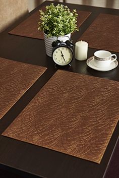 49 Best Dining Table Mats Placemats Images Coasters Recycled Hysenm Set Of 2 High Grade Pattern Eco Friendly Stain Resistant Faux Leather Table Placemats Bronze