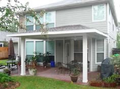 like the wood over concrete look no step down out of house would have stayed with natural wood look for posts beams and fascia - Backyard Covered Patio Ideas like the wood over concrete look no step down out of house would have stayed with natural wood look for posts beams and fascia - Backyard Covered Patio Ideas