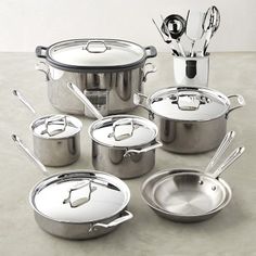 IKEA annons 5 Pièces Cookware Set en Acier Inoxydable Couvercle en Verre Argent 3 casseroles pots